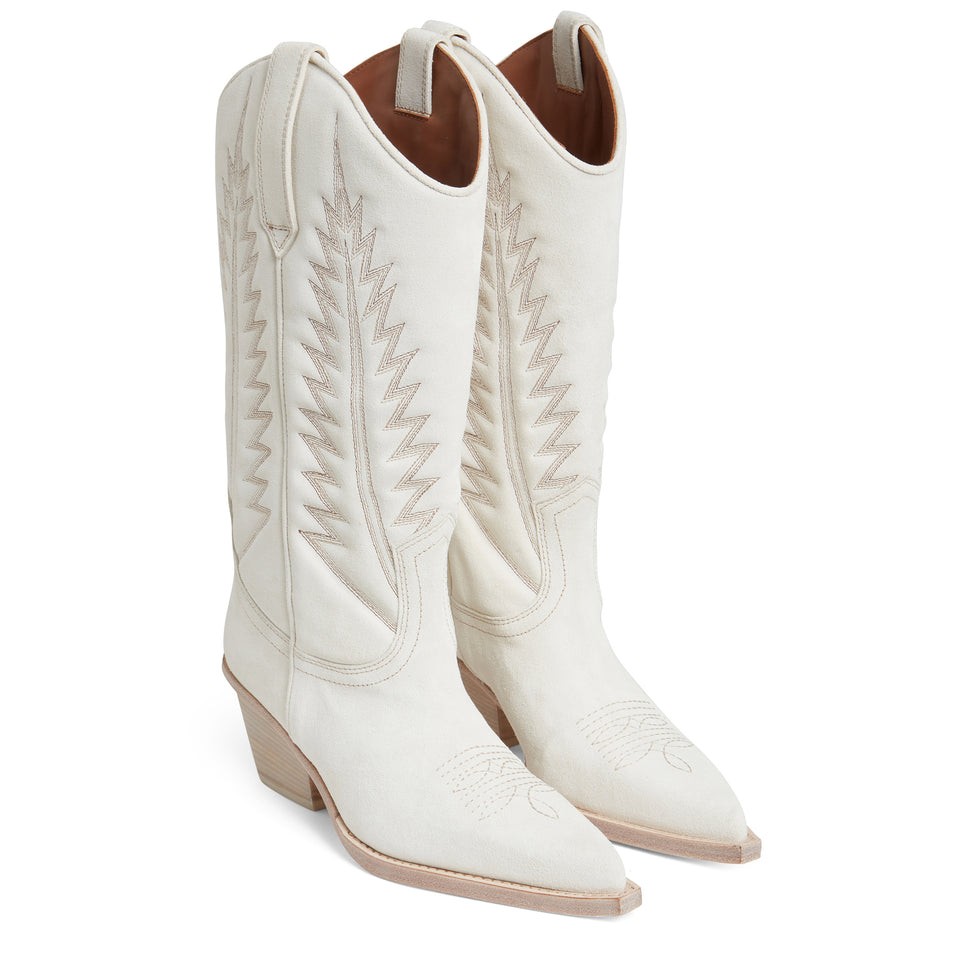 ''Rosario'' Texan boots in white suede