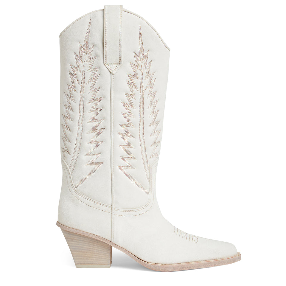 ''Rosario'' Texan boots in white suede