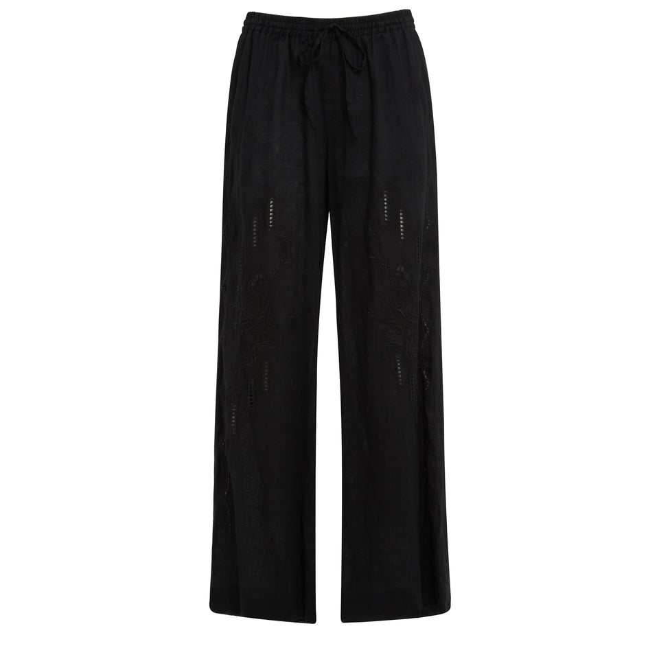 Black linen trousers