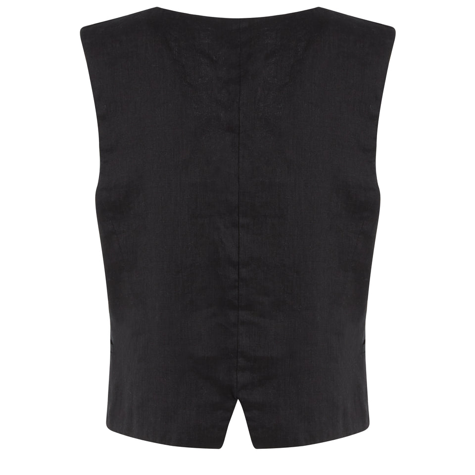 Black linen vest