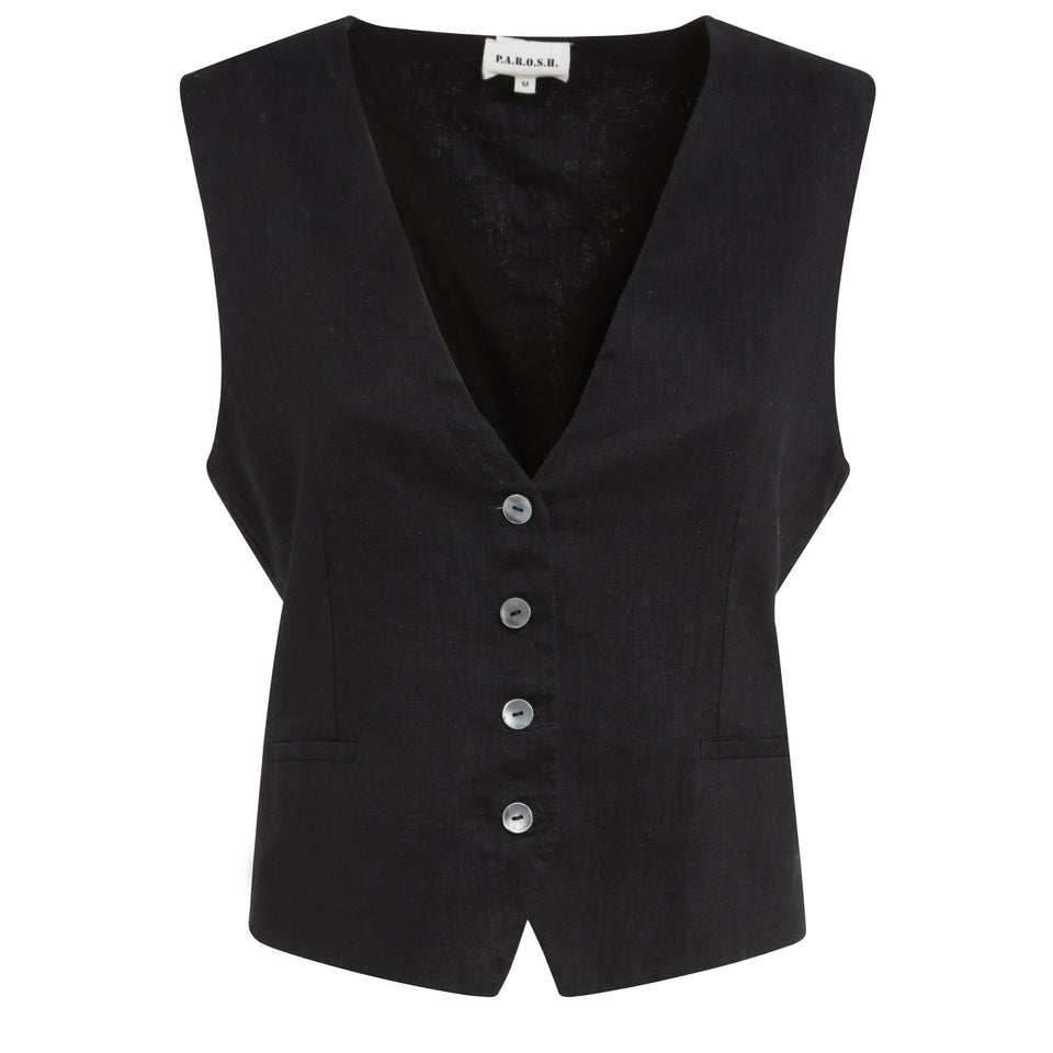 Gilet in lino nero