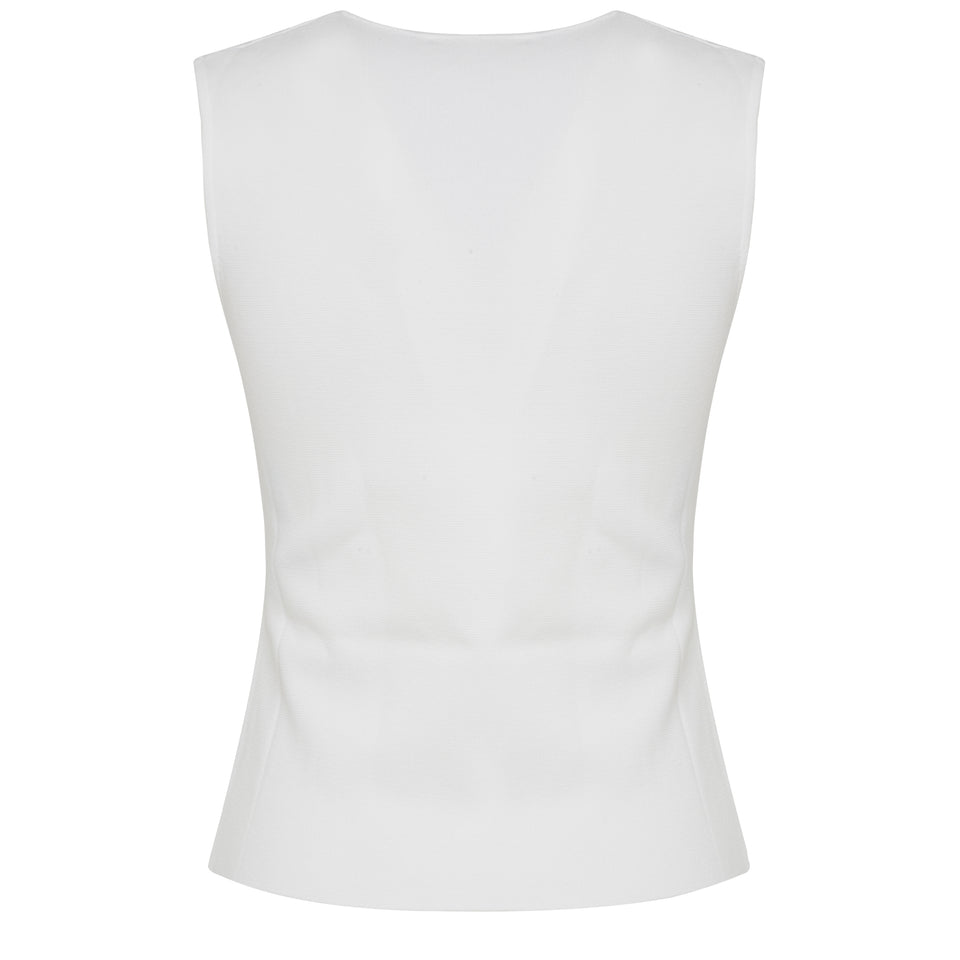 Sleeveless top in white fabric