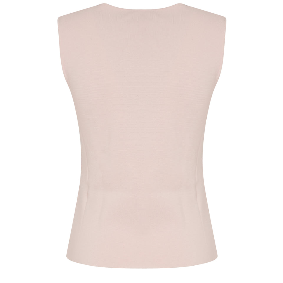 Sleeveless top in pink fabric