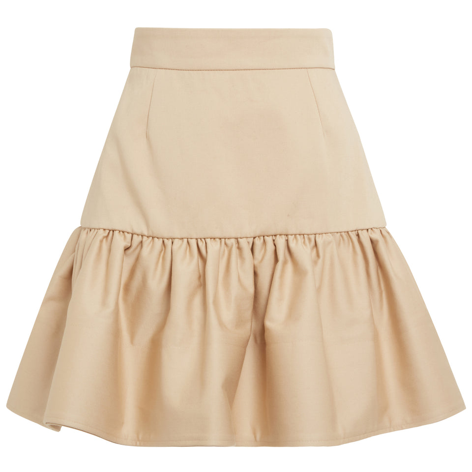 Mini gonna in cotone beige