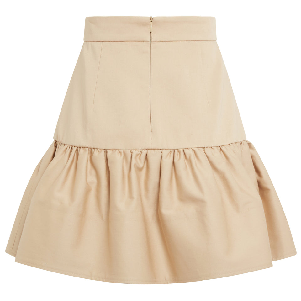 Beige cotton mini skirt