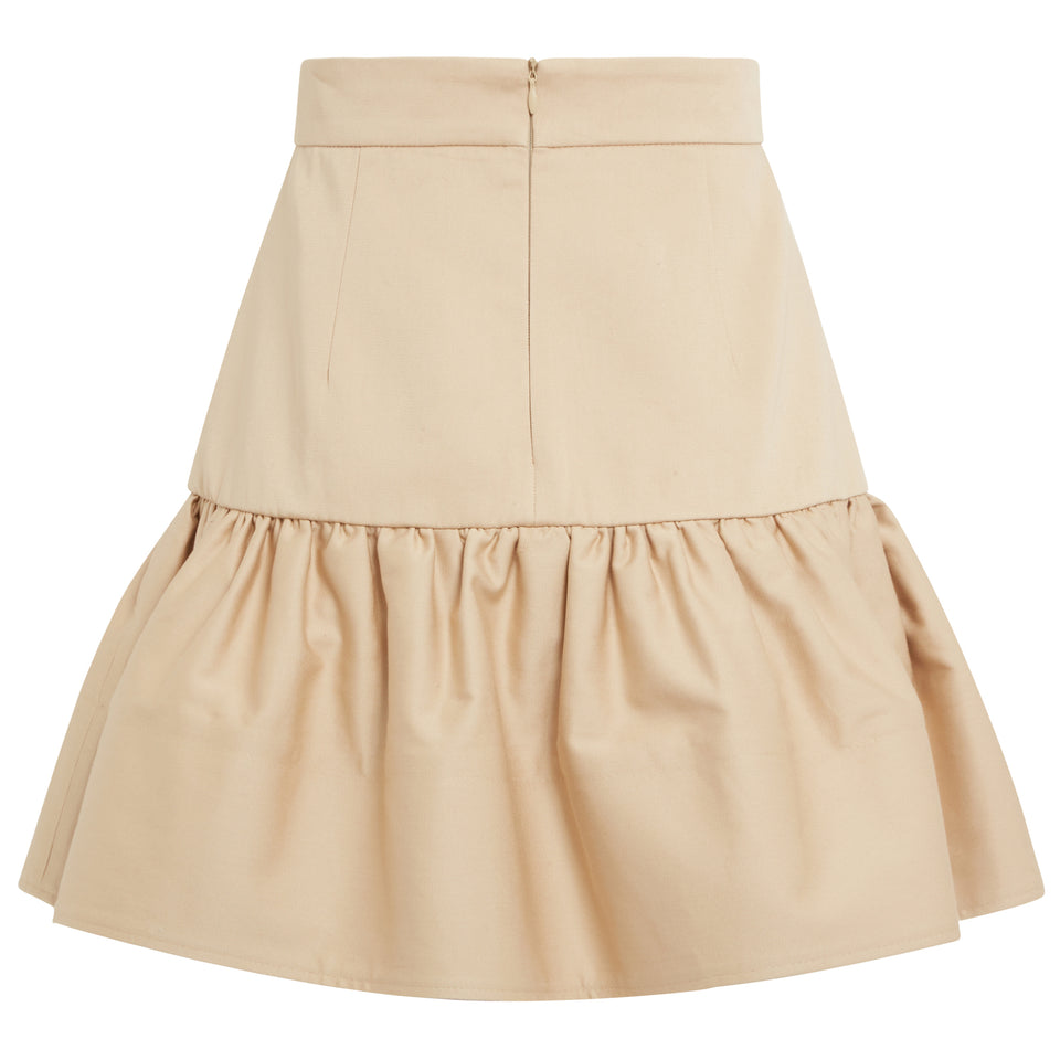 Mini gonna in cotone beige