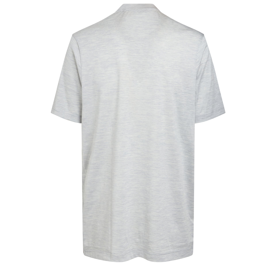 T-shirt in cotone e seta grigia