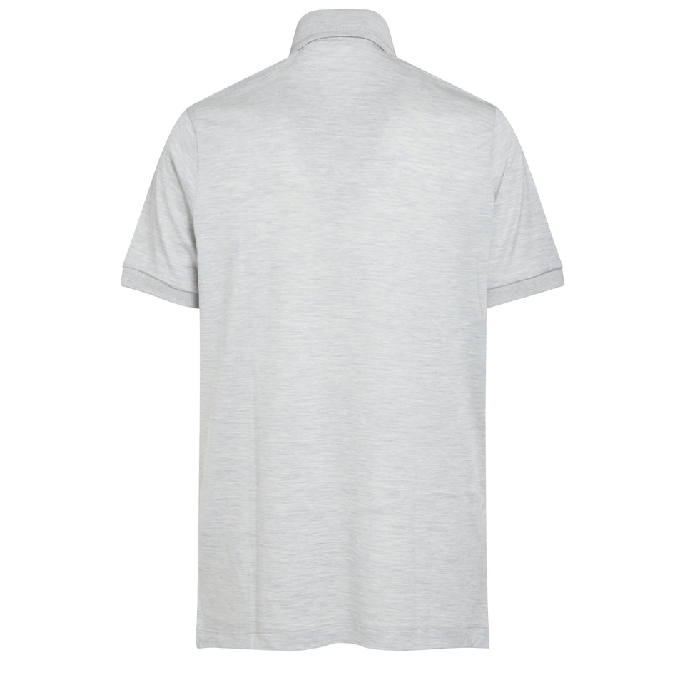 Gray silk polo shirt