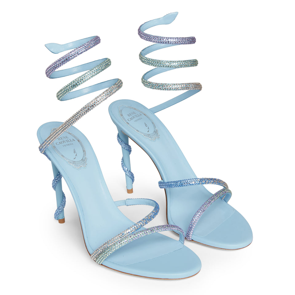 ''Margot'' light blue satin sandals