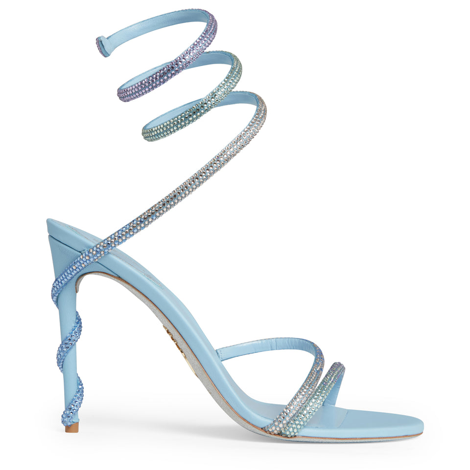 ''Margot'' light blue satin sandals