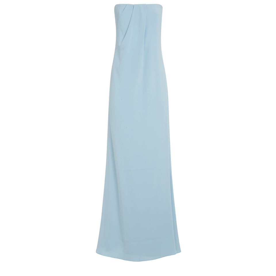 Long dress in light blue fabric