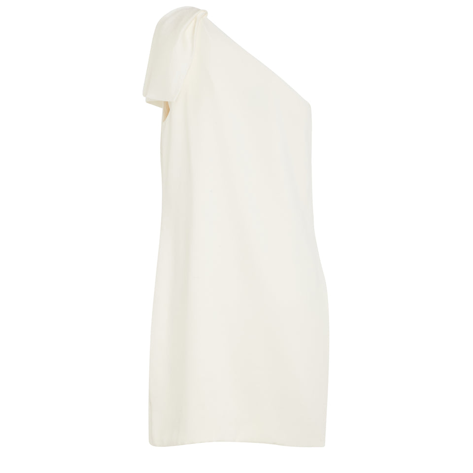 One shoulder dress in white fabric