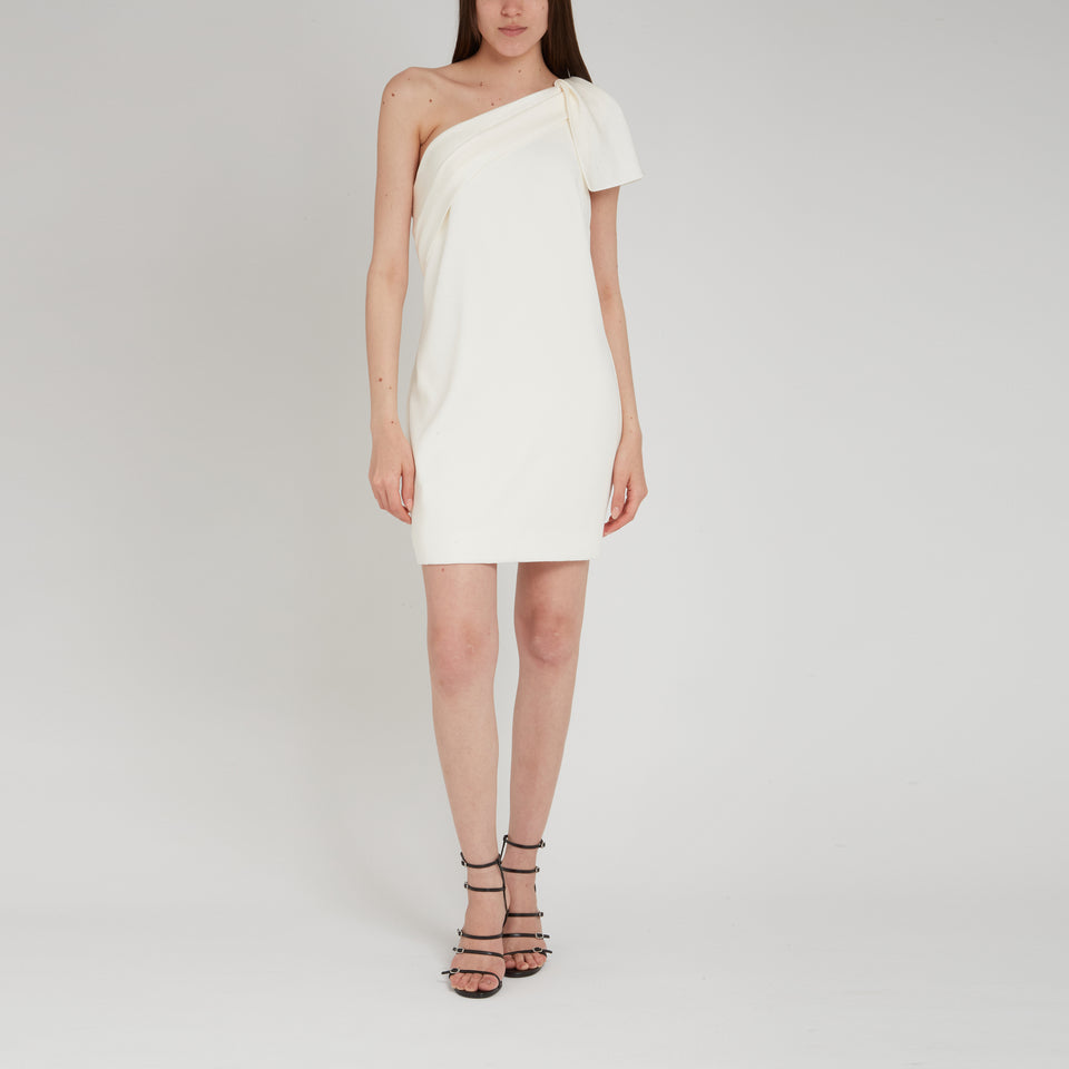 One shoulder dress in white fabric