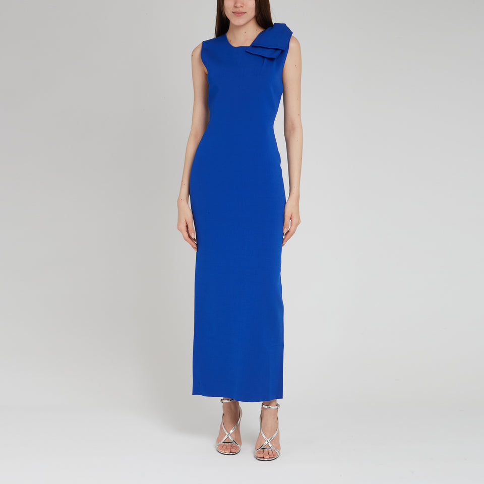 Long dress in blue fabric