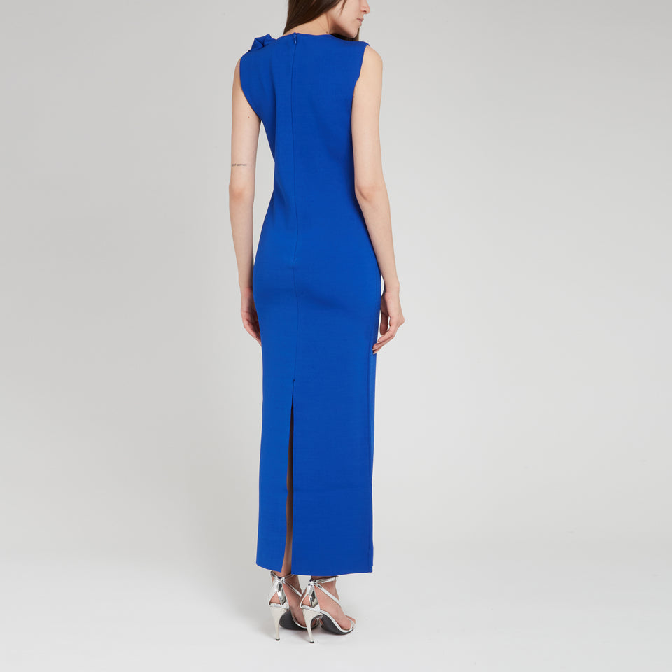 Long dress in blue fabric