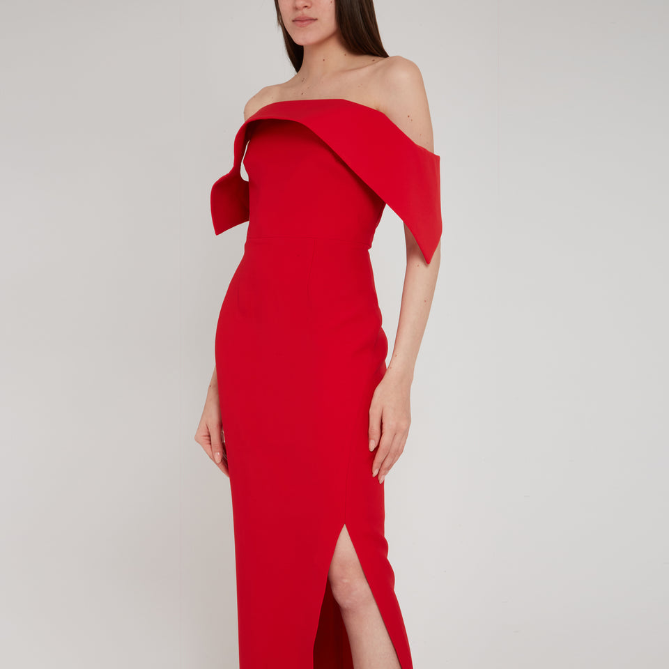 Long red wool dress