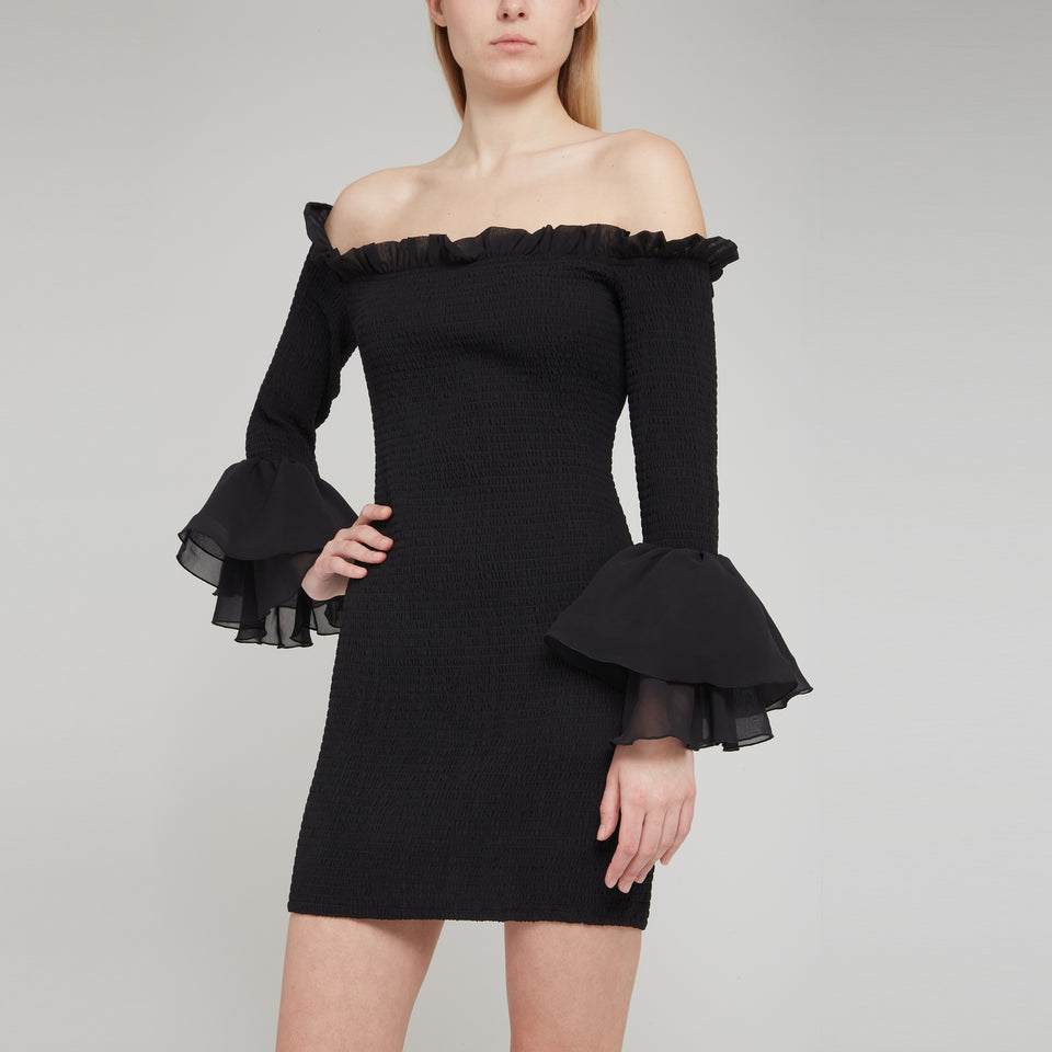 Short dress in black fabric