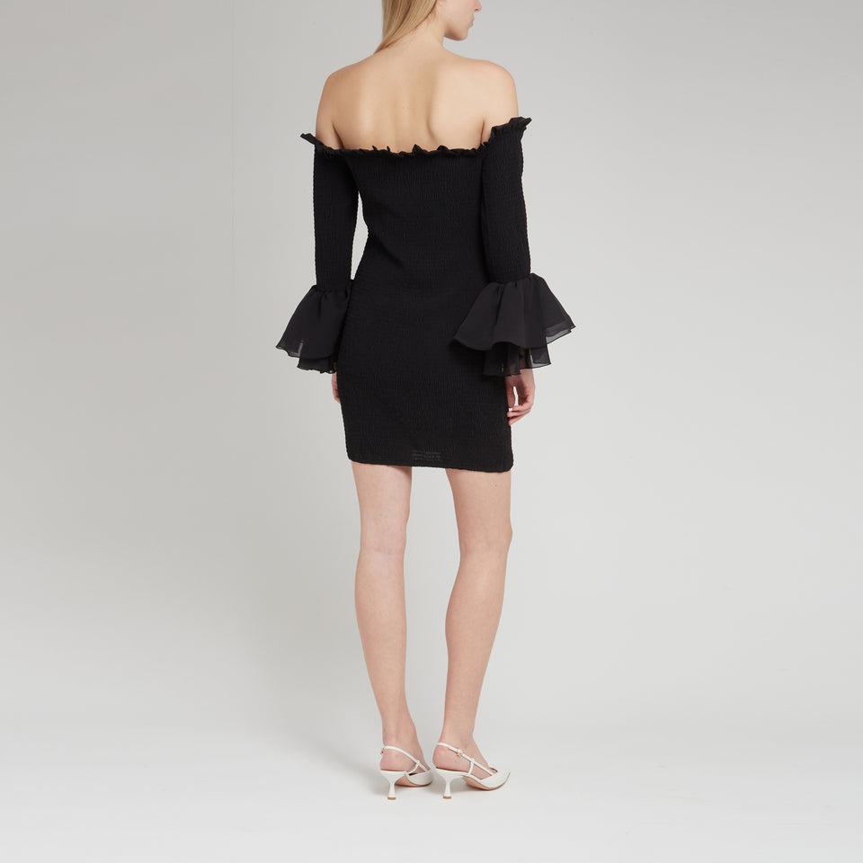 Short dress in black fabric