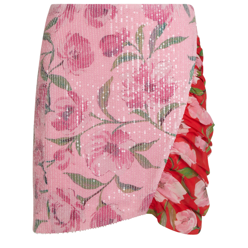 Mini skirt in pink fabric