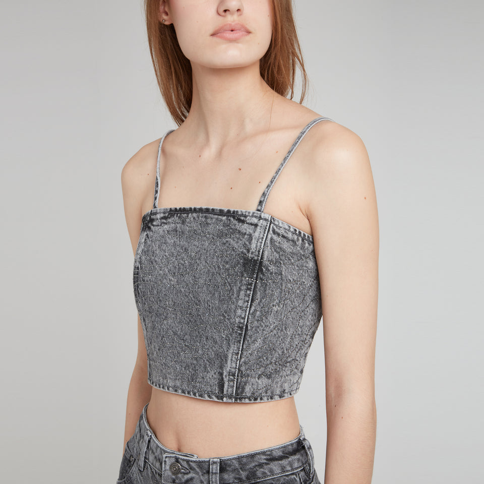 Top in denim grigio