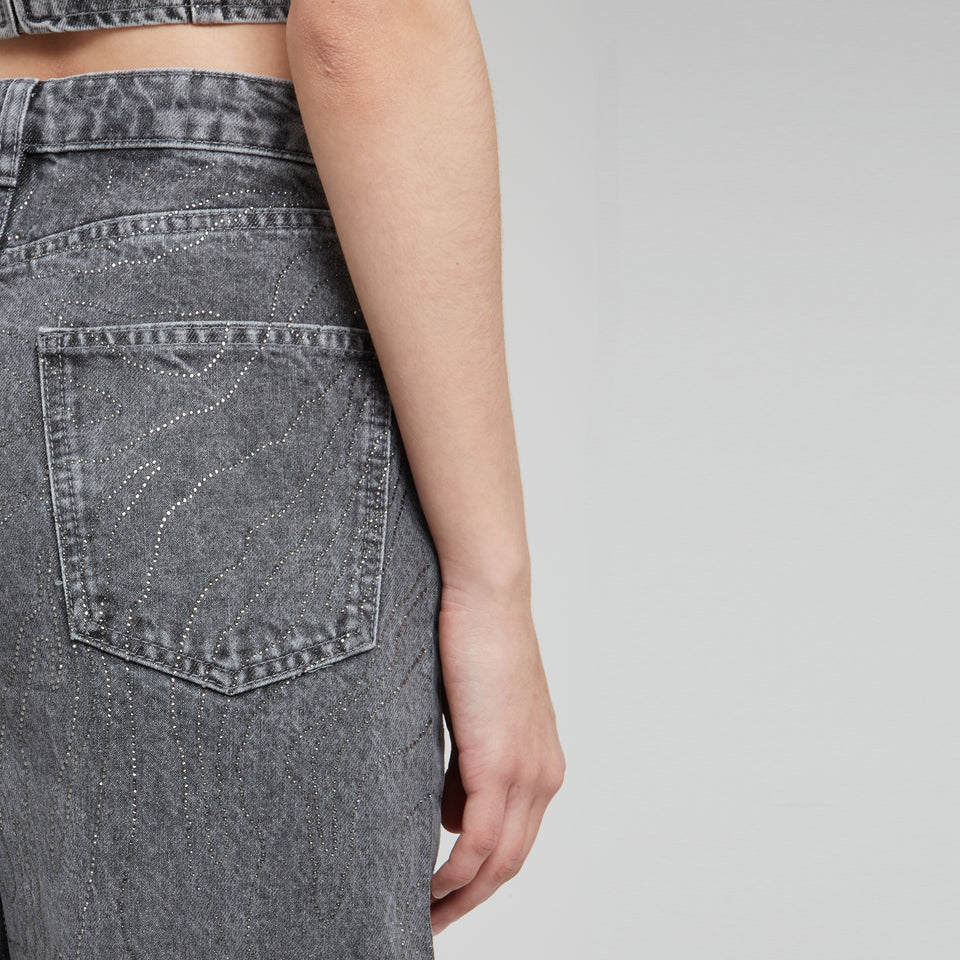 Gray denim wide leg jeans