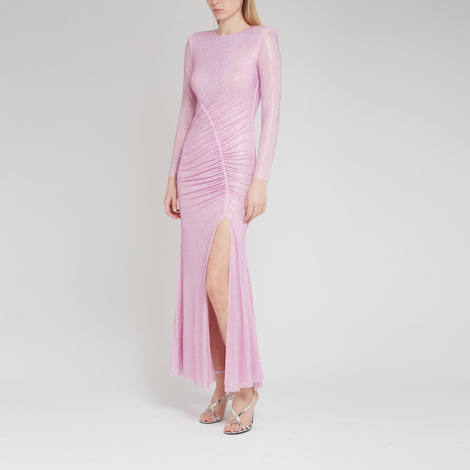 Long dress in pink fabric