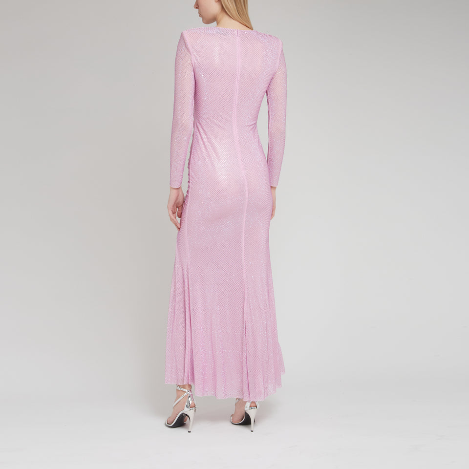 Long dress in pink fabric