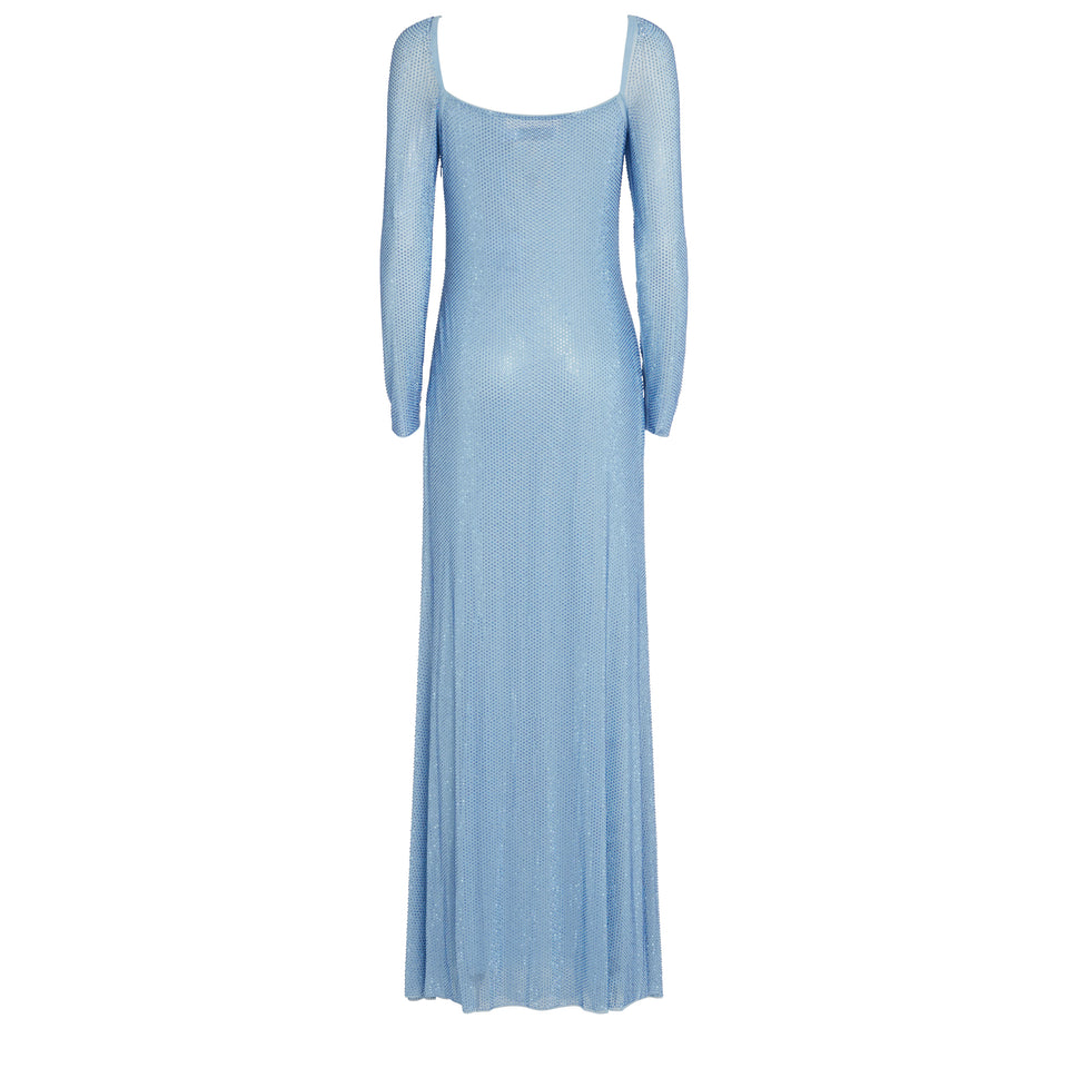 Long dress in light blue fabric