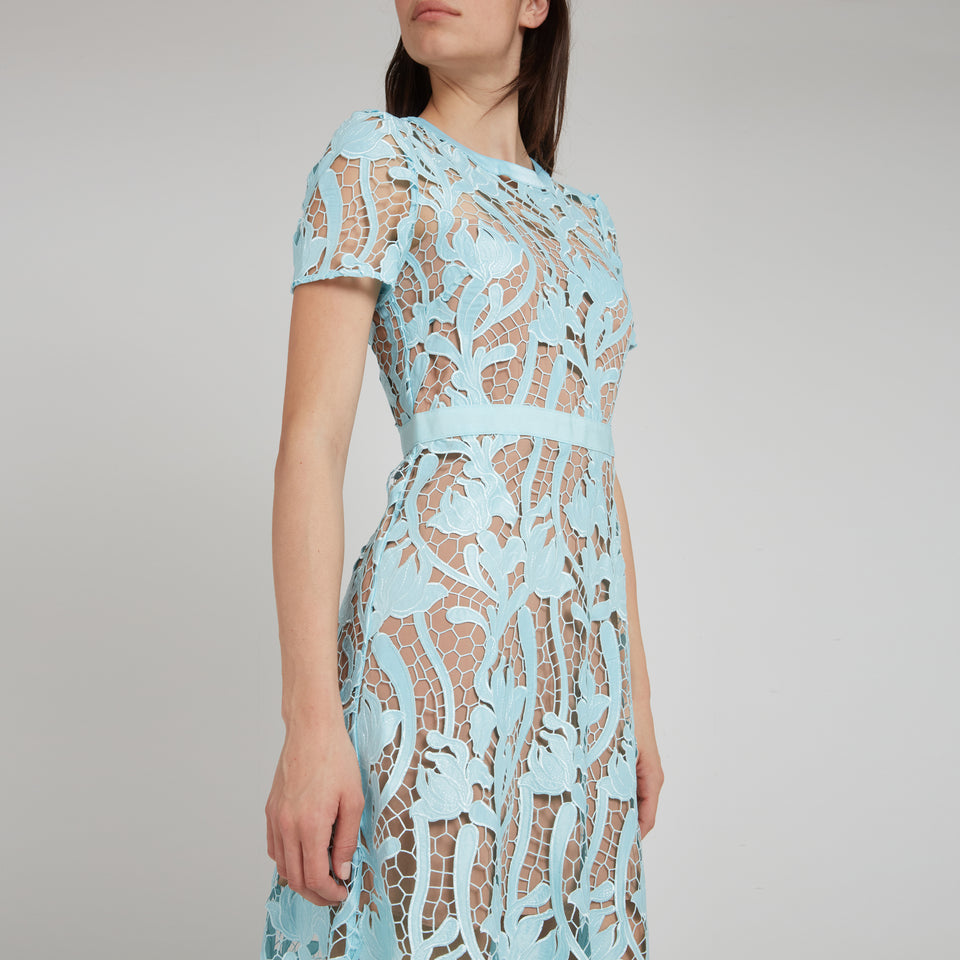 Long light blue lace dress