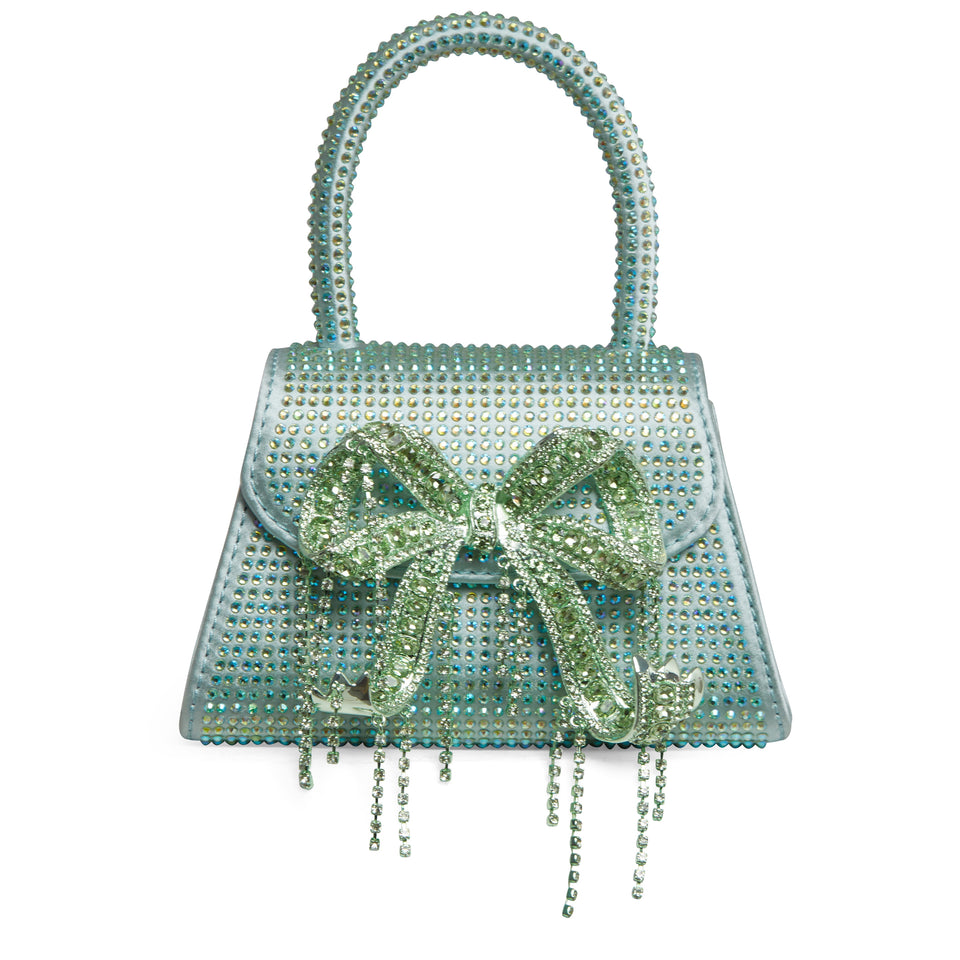 Mini ''Handbag ''Bow Bag' in green crystals