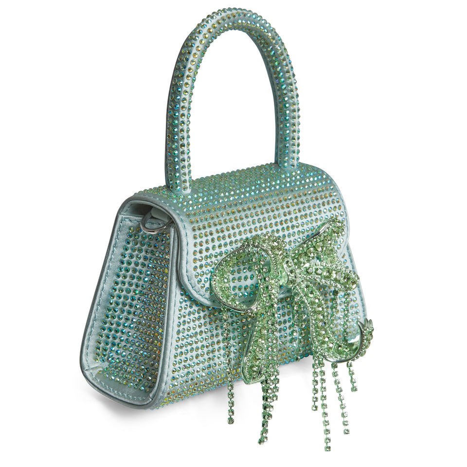 Mini ''Handbag ''Bow Bag' in green crystals