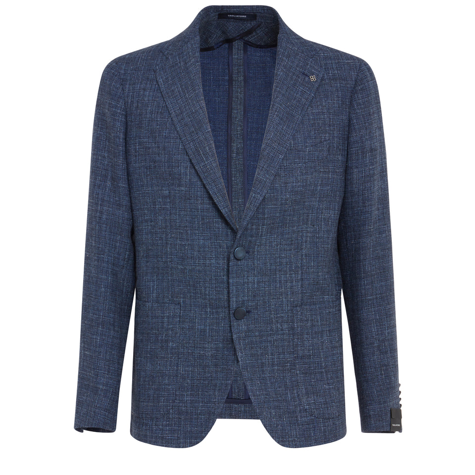 Single-breasted blue wool blazer