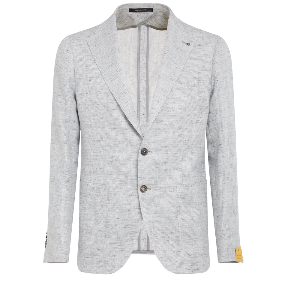 Single-breasted gray linen blazer