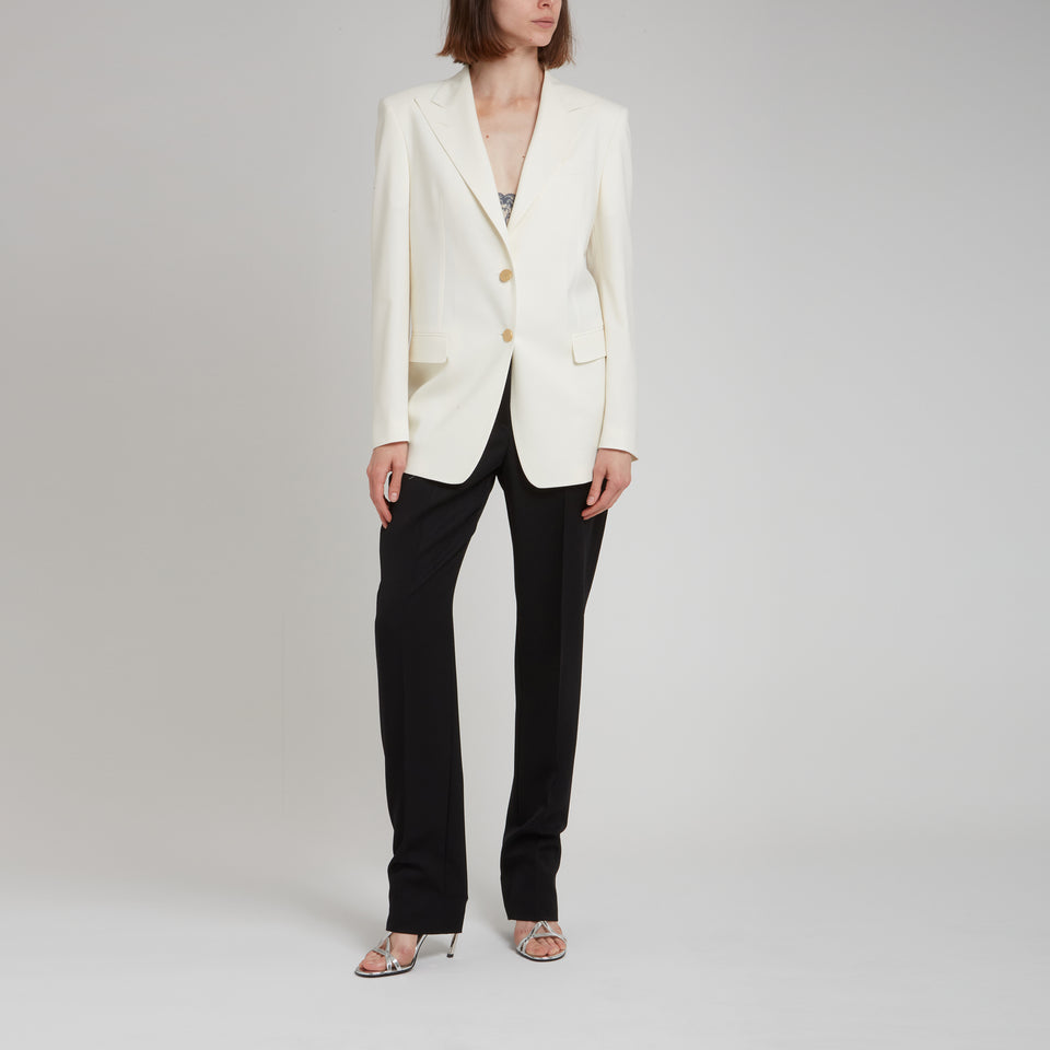 Single-breasted blazer in white fabric