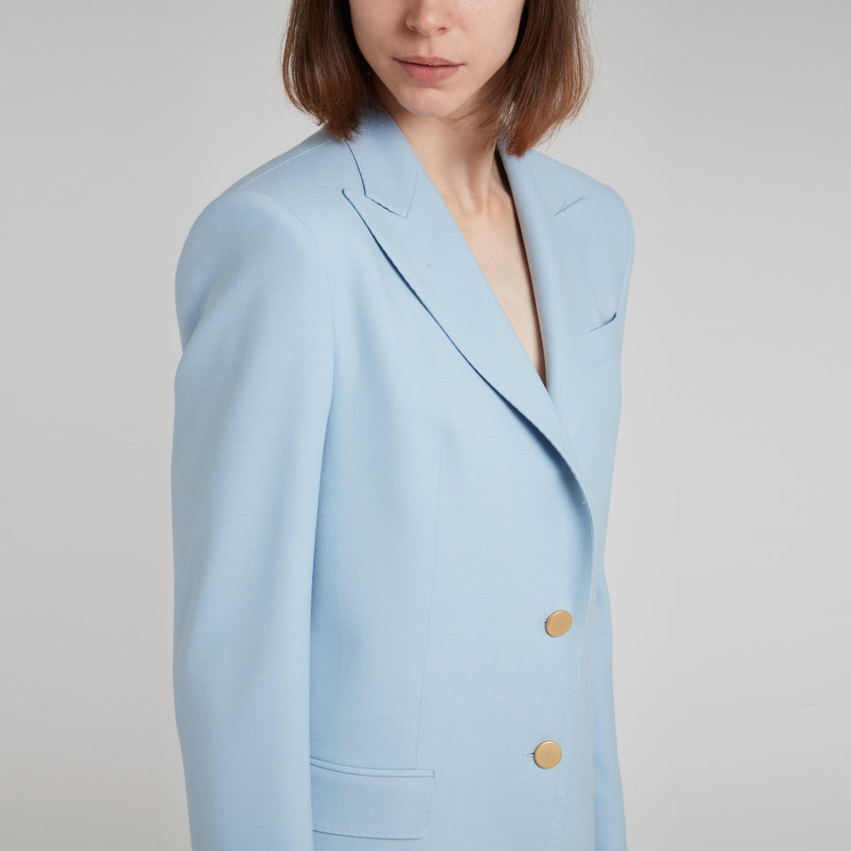 Single-breasted blazer in light blue fabric