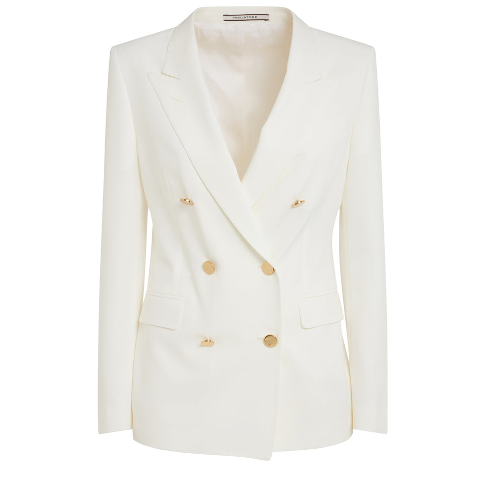 Double-breasted white fabric jacket