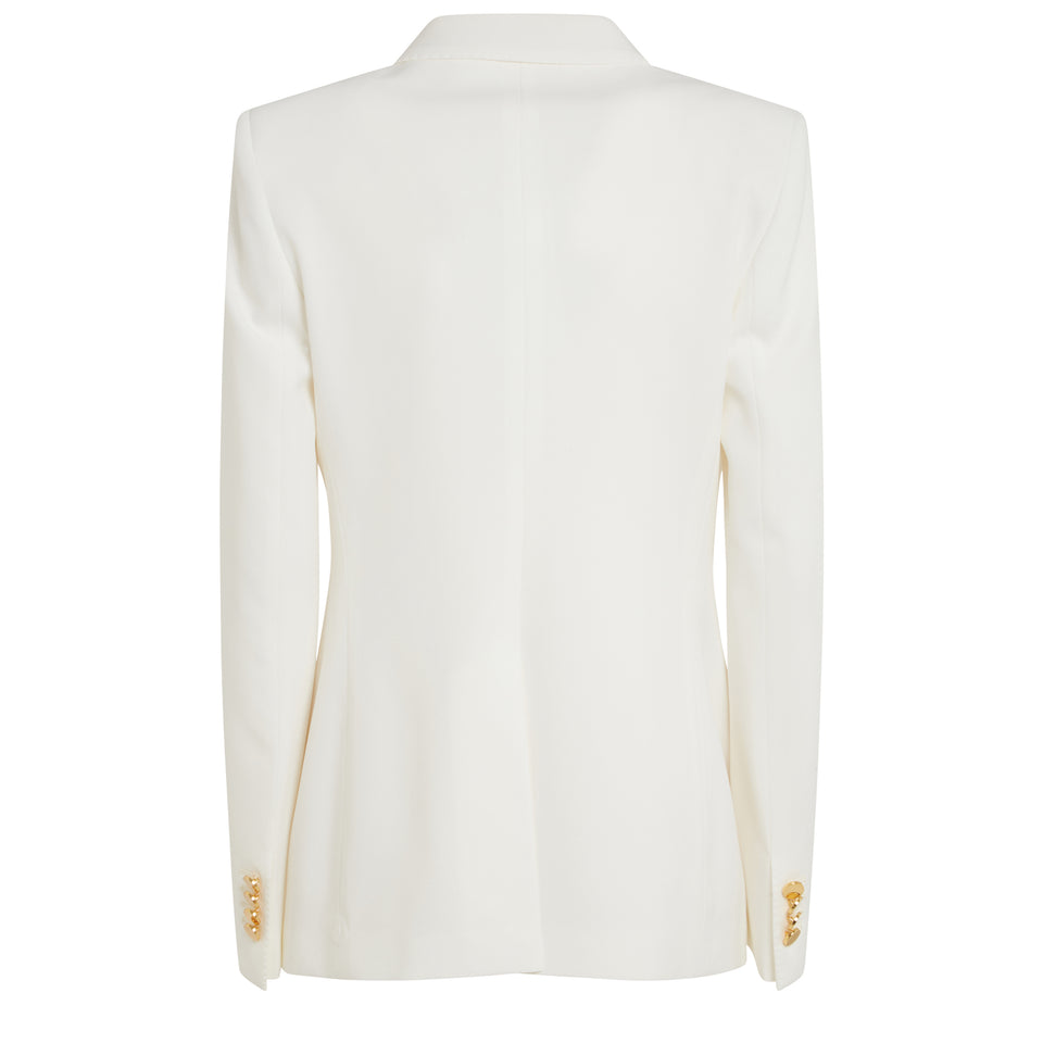 Double-breasted white fabric jacket