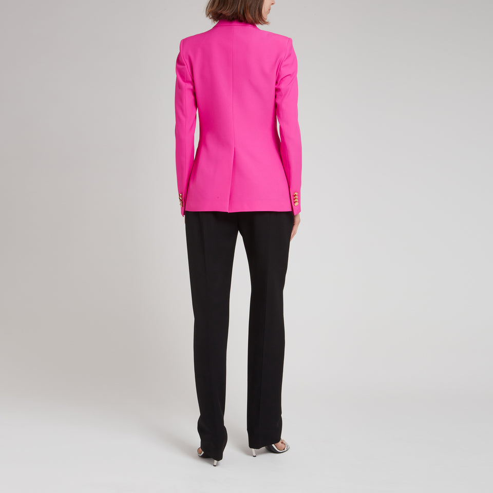 Double-breasted jacket in fuchsia fabric