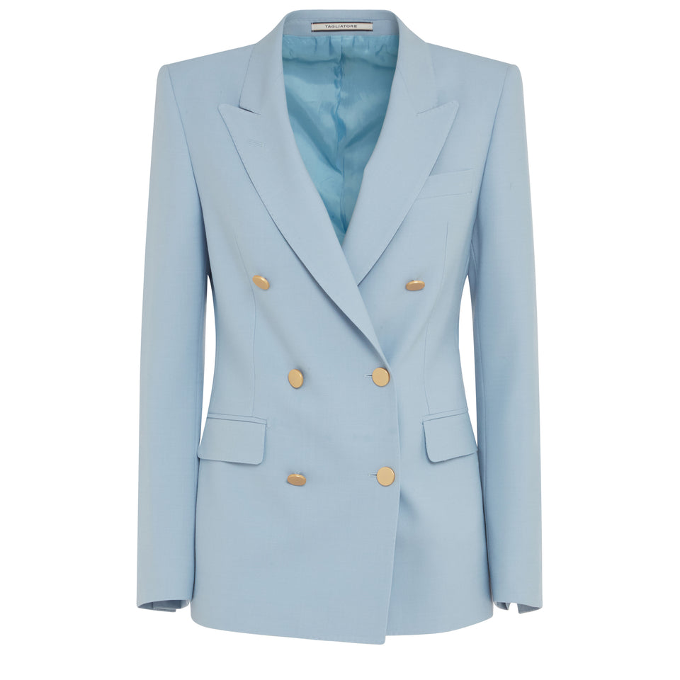 ''J-Parigi'' double-breasted blazer in light blue fabric