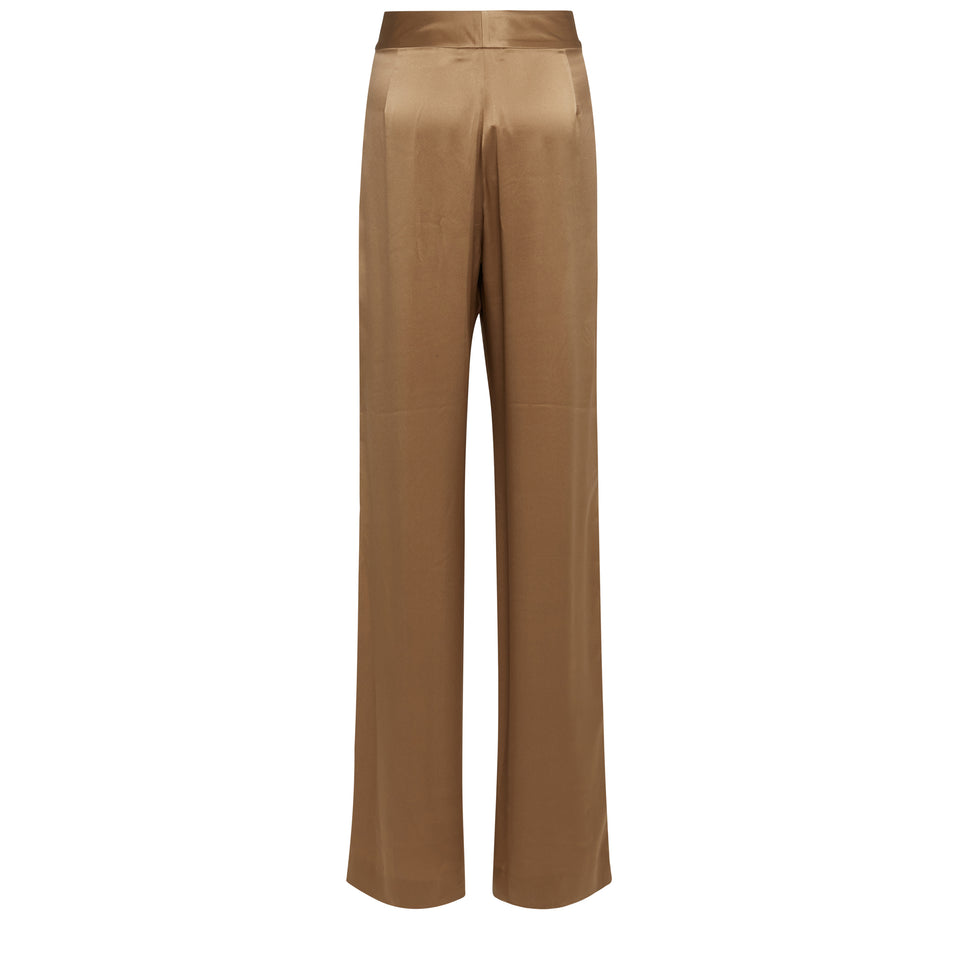 Brown satin trousers