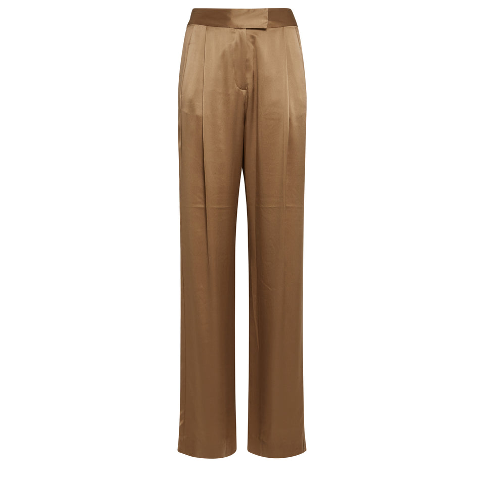 Brown satin trousers