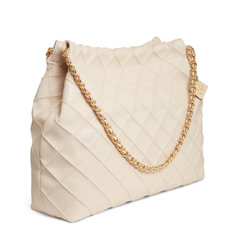 "Fleming" bag in beige leather