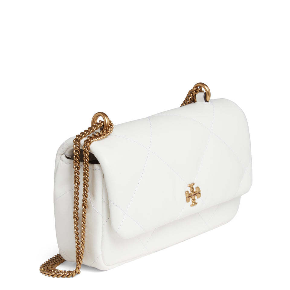 "Kira Diamond Quilt Mini" bag in white leather