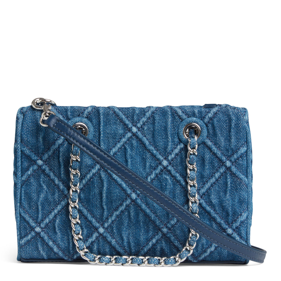 Mini "Fleming" shopping bag in blue denim