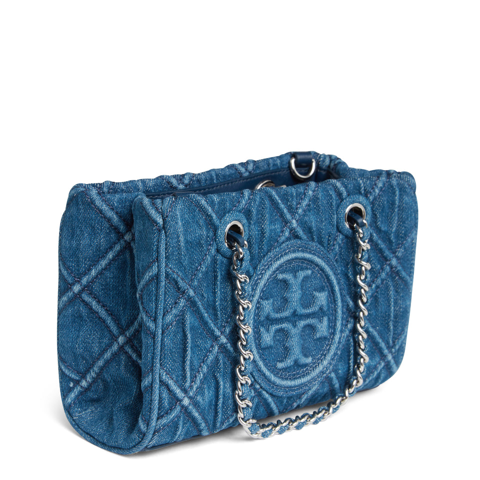 Mini "Fleming" shopping bag in blue denim