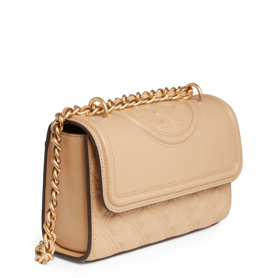 "Fleming Small" bag in beige leather