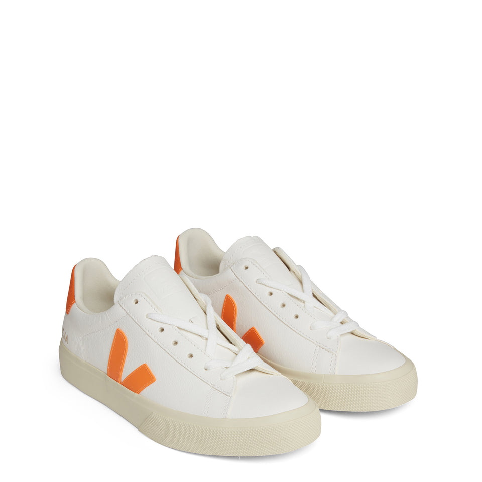 Sneakers ''Chromefree'' in pelle bianca e arancio