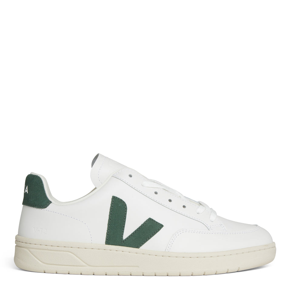 White and green leather sneakers