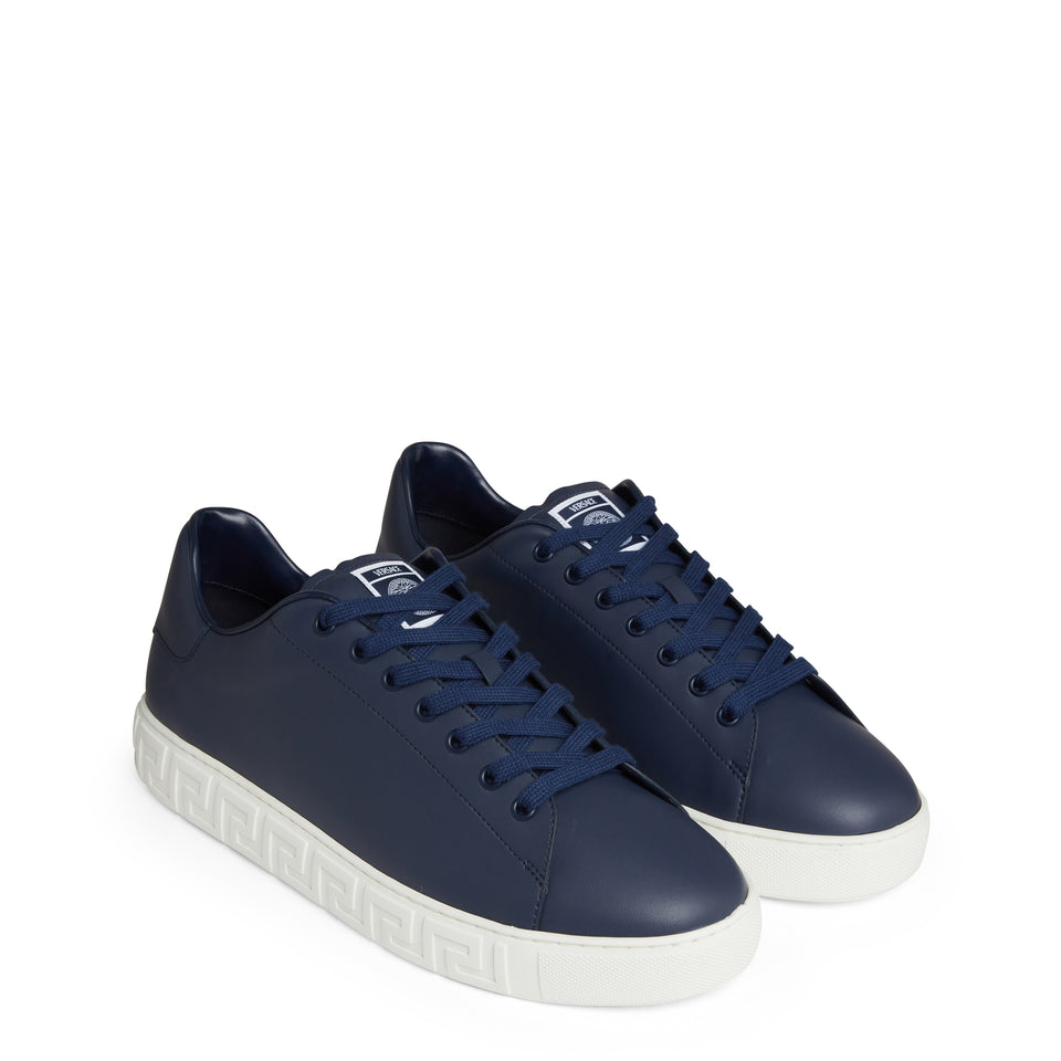 Blue leather sneakers