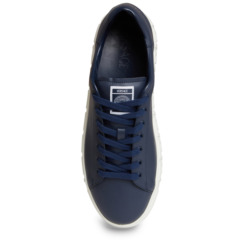Blue leather sneakers